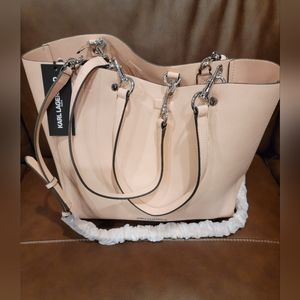 Karl Lagerfeld tote, creamy pink, faux leather